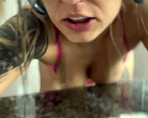 i fucked the stepdaughter's nanny in the kitchen while she streamed online, her big ass bouncing as i licked her wet pussy with my monster cock, crossdressing in brown eyes and small tits