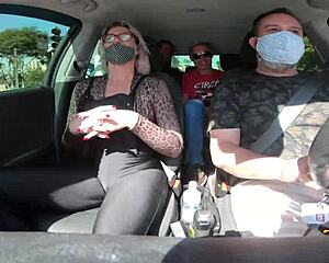 katharine madrid enters car for wild ride