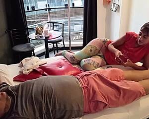 Latina amateur bouncing on small cock in hotel room 😍