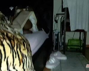 Girl wakes up, doing flips, exciting her man