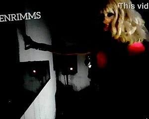 blonde babe wears assless mini skirt with heels