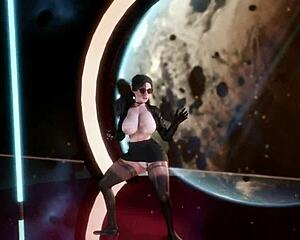 this sexy lady is dancing with her big tits and ass in 3d. it's so captivating.