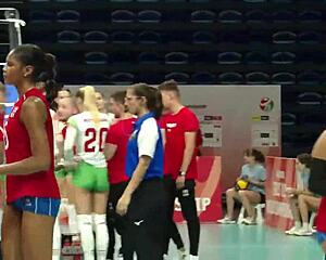 Ass festival during a match of Spanish volleyball