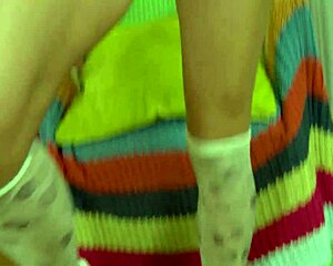 Tanned teen 18+ ella stretches her tight pussy with a big toy