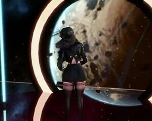 this sexy lady is dancing with her big tits and ass in 3d. it's so captivating.