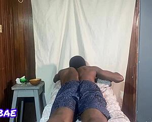 Ebony Therapist Delivers Close Cumshot!