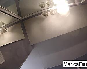 marica in sexy lingerie masturbates in the mirror