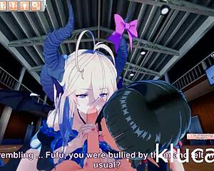 Boy fucks succubus and elf at school