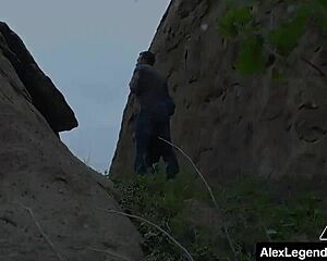 Redhead Trio Sucks Cock Outdoors