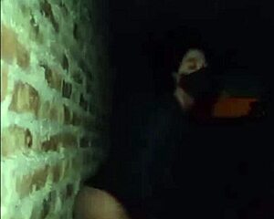 Young girl touches herself outdoors