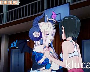 Boy fucks succubus and elf at school