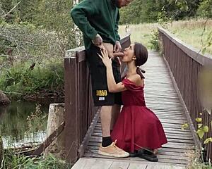 village girl submits to big cock guy on street