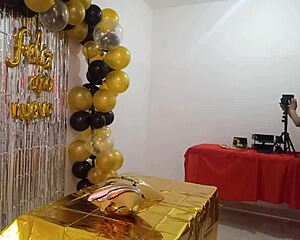 Beautiful Lady Throws Last New Year's Eve Party. She Has Beautiful Vagina And Wears Elegant VIP Whore Dress.