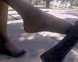 Shoeplay with stockings and flats is just too tempting to resist!