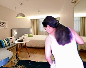 just a sneak peek of my house maid agarabas and olpr getting wild with a monster cock blowjob.