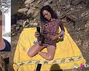 Outdoor fun unfolds as Noa rides a guy by the lake