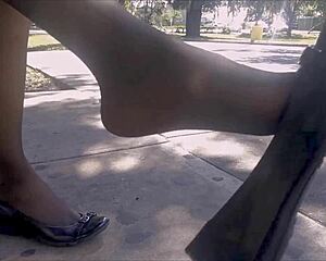 Shoeplay with stockings and flats is just too tempting to resist!