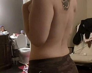 fat subsecretary undresses after workout solo