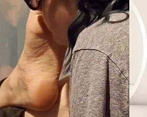 taking time to lick those feet slowly.