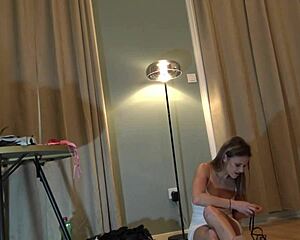 Sexy Cute College Girl Strips at Casting to Flash Panties and Tight Ass
