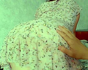 Stepbrother spanked my ass hard for the short dress, then drilled my wet pussy and anal.