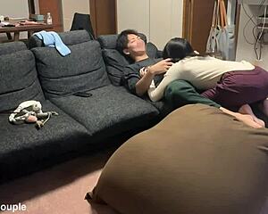 this cohabiting couple's real sex has her riding cock wildly to orgasm