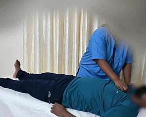 Happy Ending Massage by Nurse in Hospital for Lucky Patient