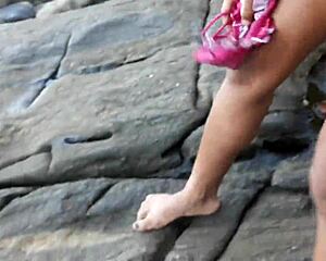 caught 3 latina milfs peeing on beach with lesbian girlfriends paty melissa arlequina?