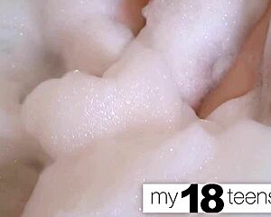 my18teen 18+s - babe masturbates in the bath and orgasm closeup.