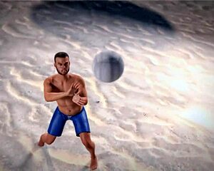 Petite redhead plays topless on the beach