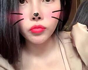 Asian Girl In White Hat Performs On Bigo Live