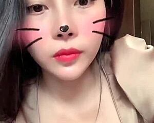 Asian Girl In White Hat Performs On Bigo Live