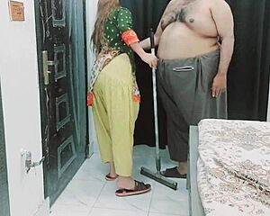 Indian maid's stepdaughter gets drilled by old daddy in sneaky affair.