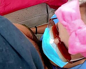 Pinay teen student works with construction workers