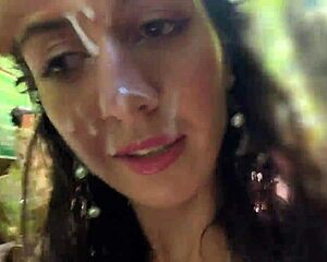 Cum all over my face in public locker room and waterfall walk