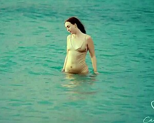 Making out during beach sunset, charlie forde and olive gee ride wet pussy