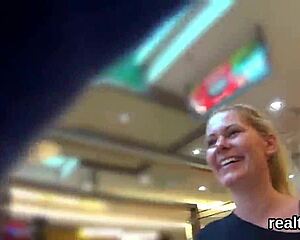 Czech chick tempted in mall, gets undressed and screwed in POV.