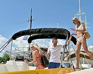 Deck Divas Candee Licious and Veronica Leal enjoy slutty lesbian action on a boat.