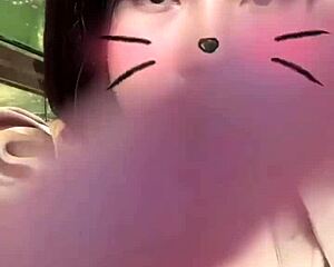 Asian Girl In White Hat Performs On Bigo Live