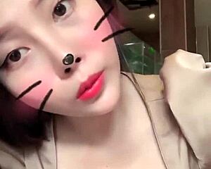 Asian Girl In White Hat Performs On Bigo Live