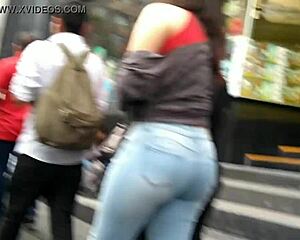 Latina teen 18+ shows off her curves in tight jeans