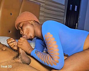 She screams loudly from intense pleasure