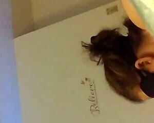 old blindfolded woman gives blowjob, sucking cock hard and deep!