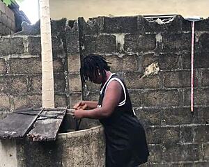 i'm a bbw amateur giving blowjob and doggystyle fuck with big black cock until squirting and creampie