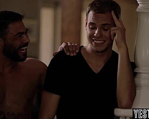 Big tits milf and bisexual husband team up for a three-way with teen twink?