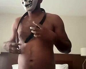 spanking desi girl in fishnets on the bed, clothes ripped, moaning loudly in exhibitionist cfnm scene