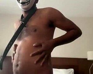 spanking desi girl in fishnets on the bed, clothes ripped, moaning loudly in exhibitionist cfnm scene