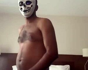 spanking desi girl in fishnets on the bed, clothes ripped, moaning loudly in exhibitionist cfnm scene