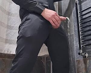 Hey, check this hot Italian guy cumming in an elegant dress