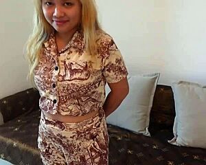 foreigner pounds the thick big booty blonde asian hard